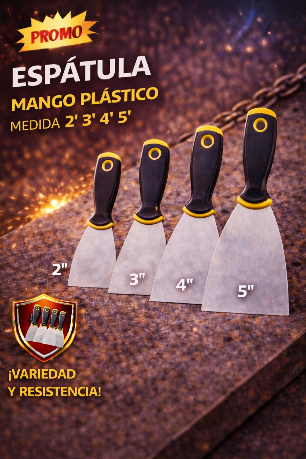 Espátula Mango Plástico (Diferentes medidas)