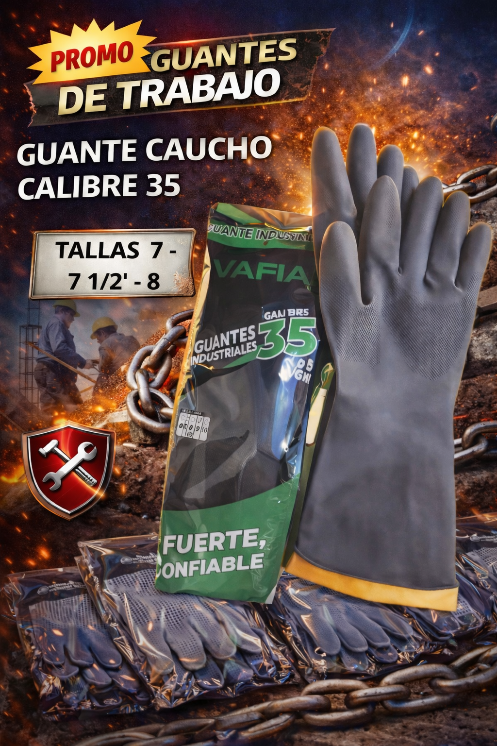 Guante de Caucho Calibre 35
