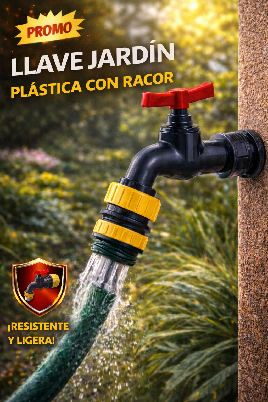 Llave Jardín Plástica Con Racor